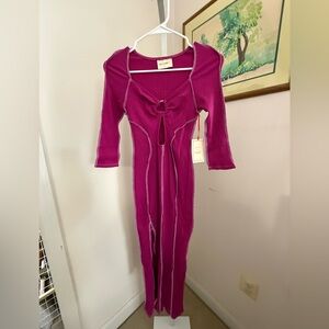 Love fool BODYCON Ribbed Pink Maxi Dress. NWT. Size Small.